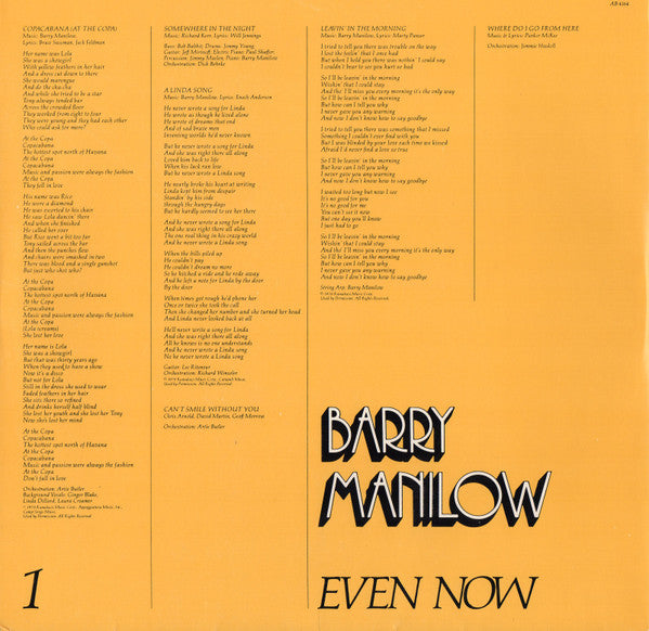 Barry Manilow : Even Now (LP, Album, Ter)