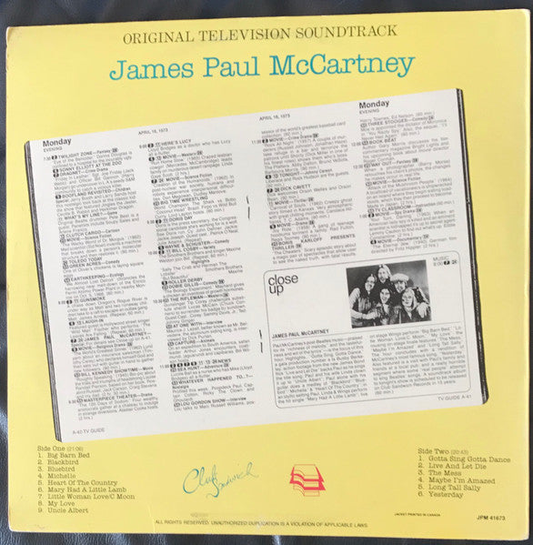 Paul McCartney : Original Television Soundtrack (LP, Unofficial)