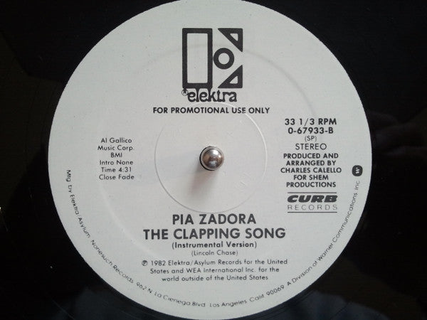 Pia Zadora : The Clapping Song (12", Promo)