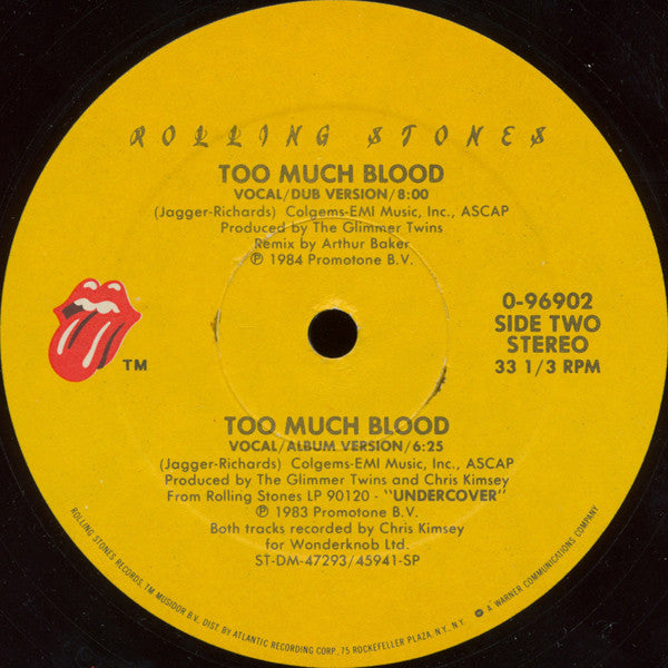 The Rolling Stones : Too Much Blood (12", Spe)