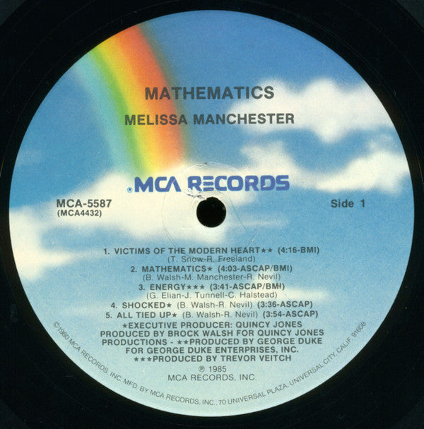 Melissa Manchester : Mathematics (LP, Album, Pin)