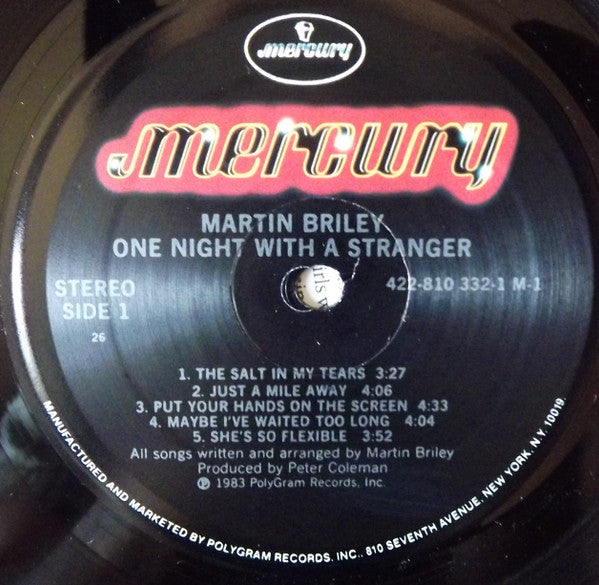 Martin Briley : One Night With A Stranger (LP, Album, PRC)