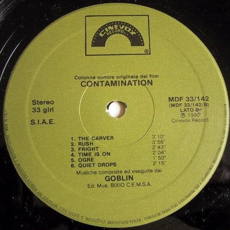 Goblin : Contamination (Colonna Sonora Originale Del Film) (LP)