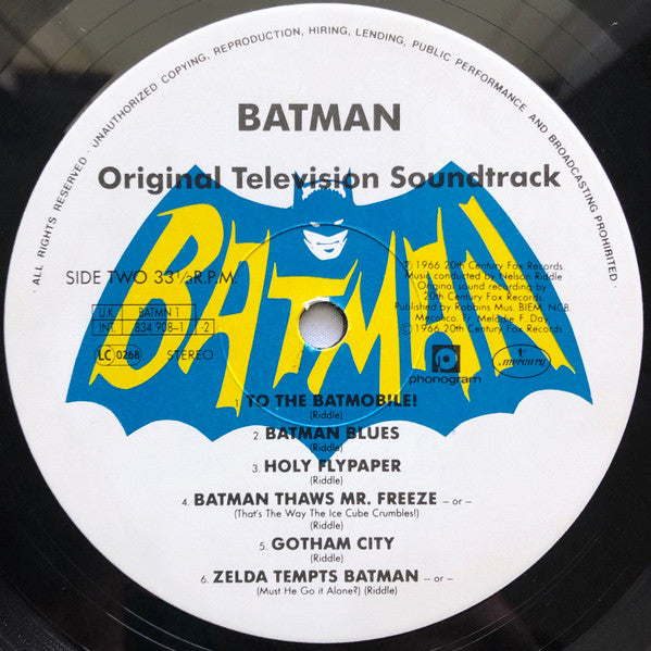 Nelson Riddle : Batman (Exclusive Original Television Soundtrack Album) (LP, Album, RE)