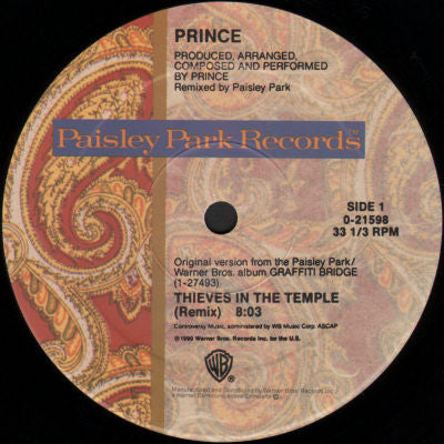 Prince : Thieves In The Temple (12" Remixes) (12", Maxi)