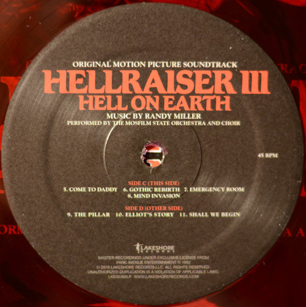 Randy Miller (2) : Hellraiser III: Hell On Earth (Original Motion Picture Soundtrack) (2xLP, Ltd, RE, RM, Red)