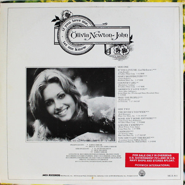 Olivia Newton-John : If You Love Me, Let Me Know (LP, Album, Glo)