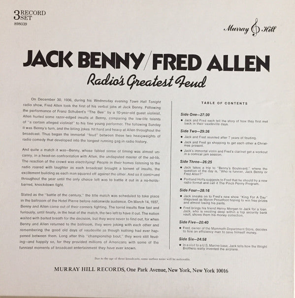 Fred Allen (2), Jack Benny : Radio's Greatest Feud (LP, Mono, Thr)