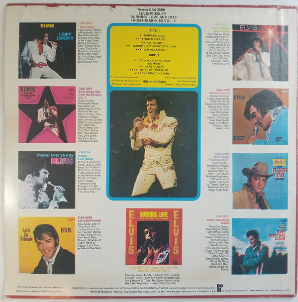 Elvis Presley : Burning Love And Hits From His Movies Vol. 2 (LP, Comp)