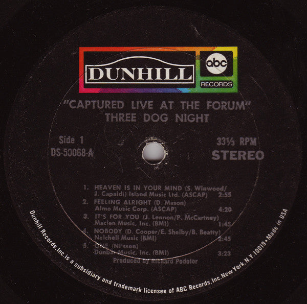 Three Dog Night : Captured Live At The Forum (LP, Album)