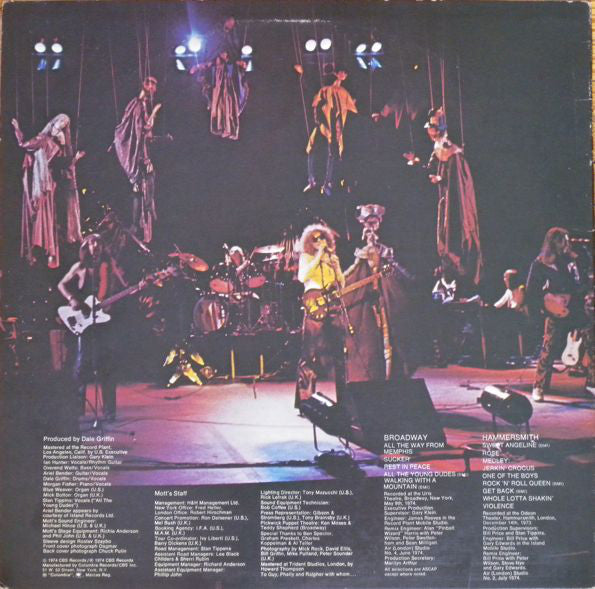 Mott The Hoople : Mott The Hoople Live (LP, Album, Ter)