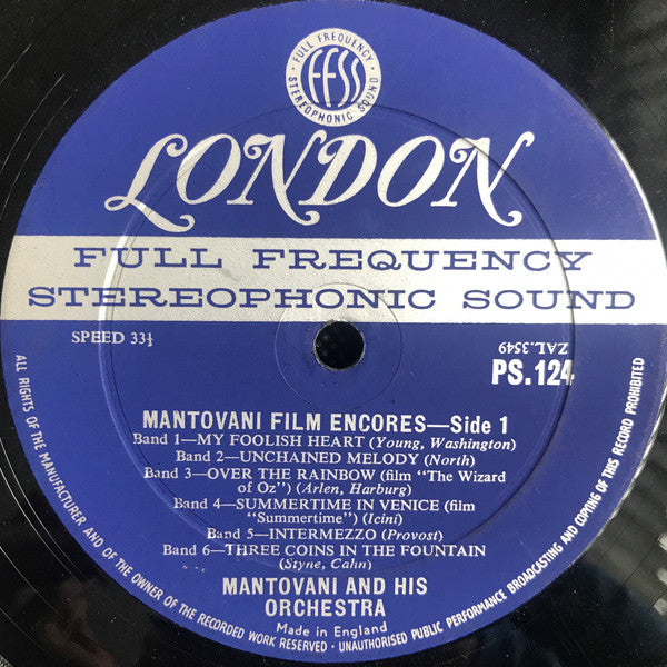 Mantovani And His Orchestra : Mantovani Film Encores, Volume 1 (LP, Album)