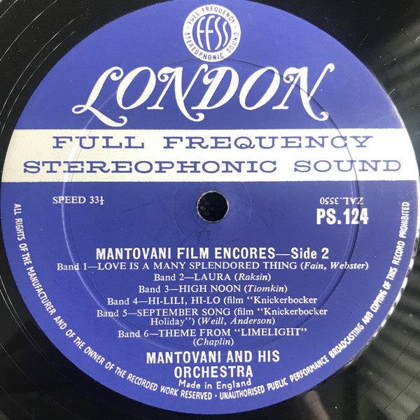 Mantovani And His Orchestra : Mantovani Film Encores, Volume 1 (LP, Album)