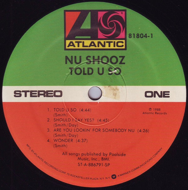 Nu Shooz : Told U So (LP, Album, SP )