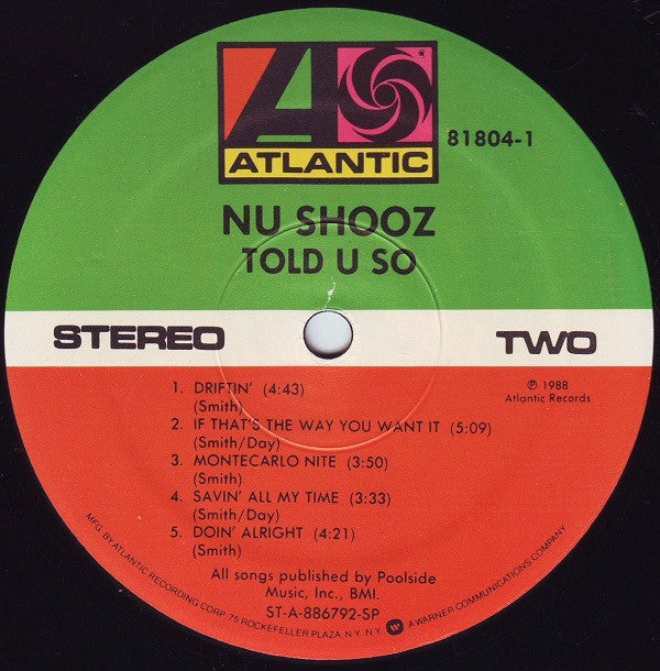 Nu Shooz : Told U So (LP, Album, SP )