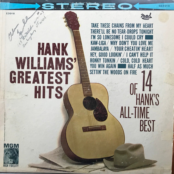 Hank Williams : Hank Williams' Greatest Hits (LP, Comp, RE)