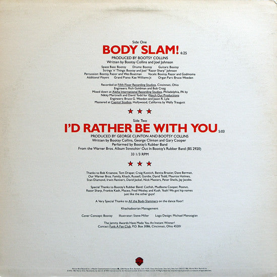 Bootsy's Rubber Band : Body Slam! (12", Single)