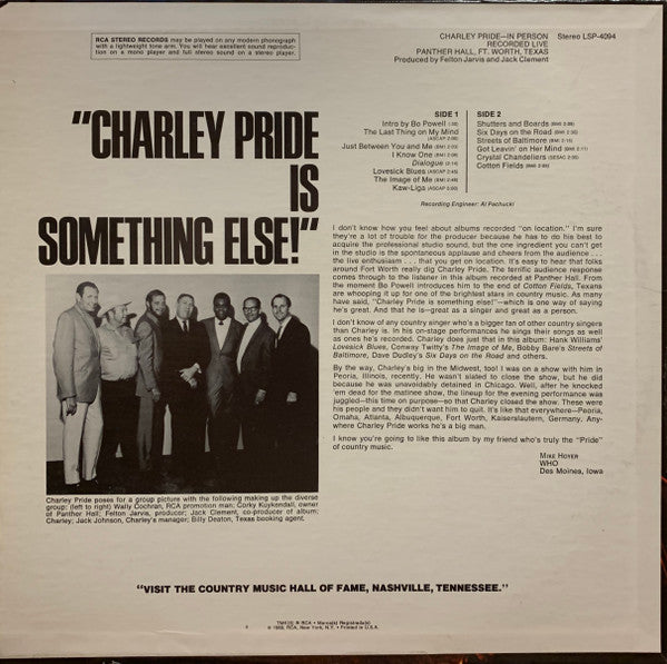 Charley Pride : In Person (LP, Album, Ind)