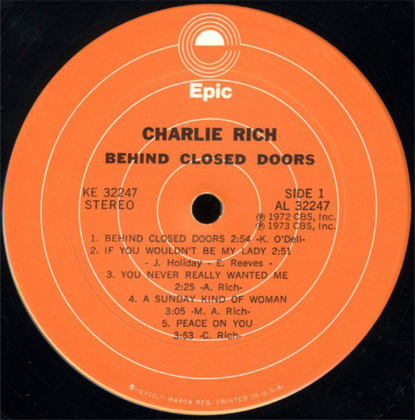 Charlie Rich : Behind Closed Doors (LP, Album)