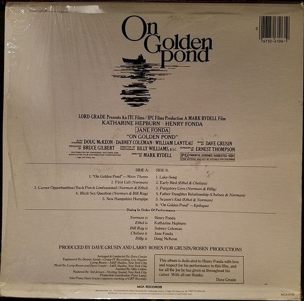 Dave Grusin : Music And Original Dialog From The Motion Picture Soundtrack "On Golden Pond" (LP, Album)