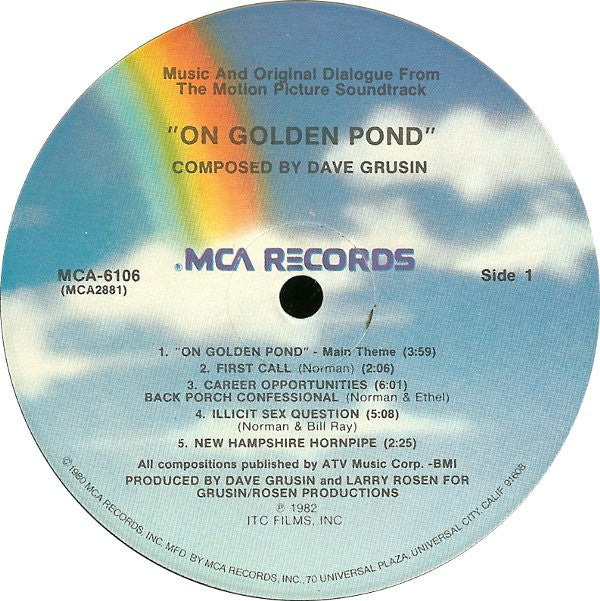 Dave Grusin : Music And Original Dialog From The Motion Picture Soundtrack "On Golden Pond" (LP, Album)