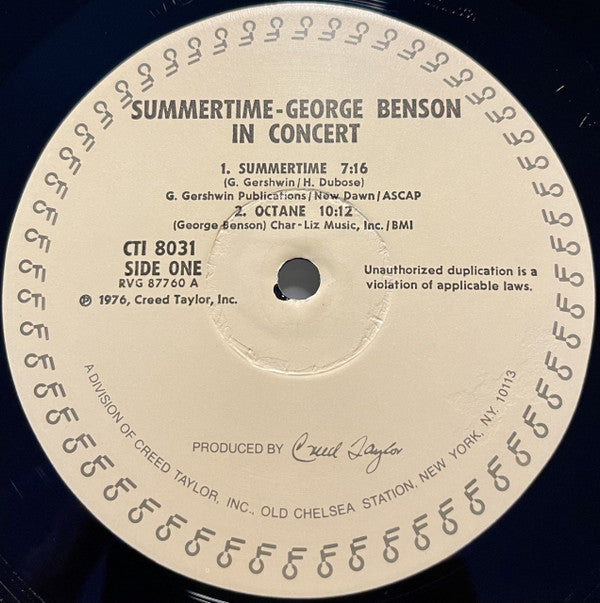 George Benson : In Concert - Summertime (LP, Album, RE)