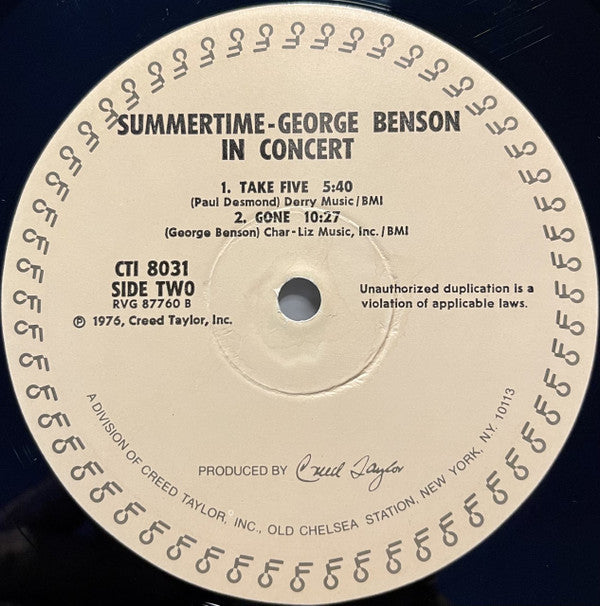 George Benson : In Concert - Summertime (LP, Album, RE)