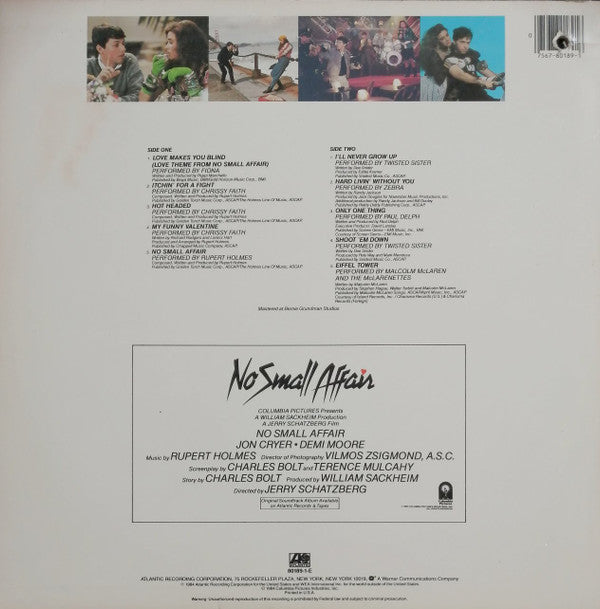 Various : No Small Affair (Original Motion Picture Soundtrack) (LP, Album)