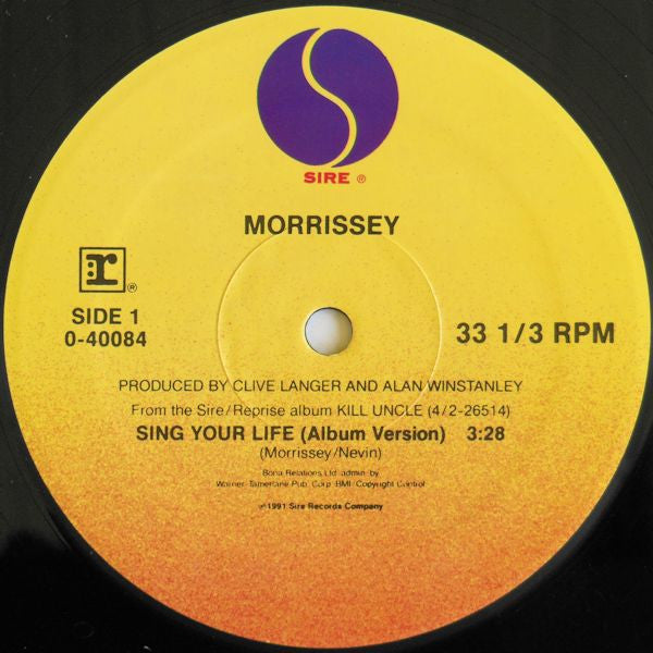 Morrissey : Sing Your Life (12", Single)