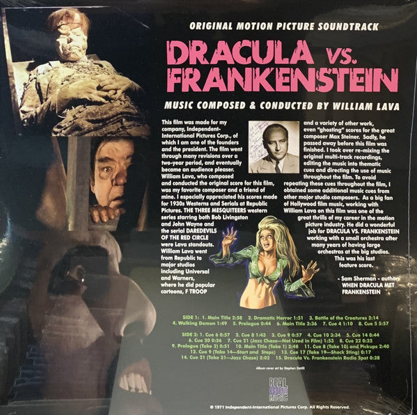 William Lava : (Original Motion Picture Soundtrack) Dracula Vs. Frankenstein (LP, Ltd, RE, Ora)