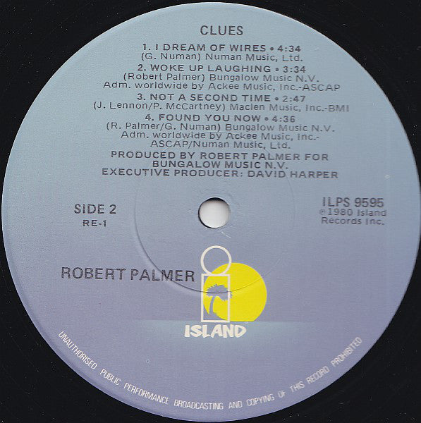 Robert Palmer : Clues (LP, Album, Jac)