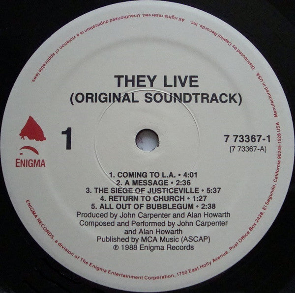 John Carpenter And Alan Howarth : They Live (Original Soundtrack Recording) (LP)