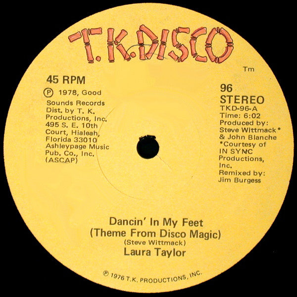 Laura Taylor : Dancin' In My Feet (Theme From Disco Magic) (12")