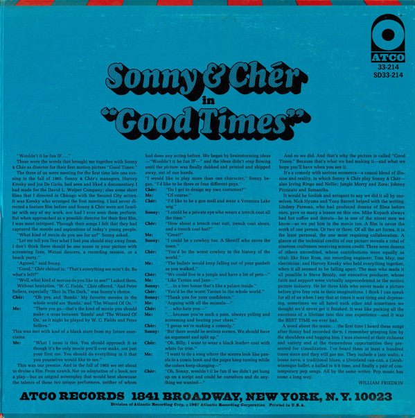 Sonny & Cher : Good Times (Original Film Soundtrack) (LP, Album)