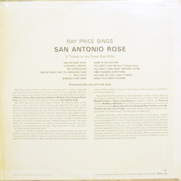 Ray Price : San Antonio Rose (LP, Album, RE)