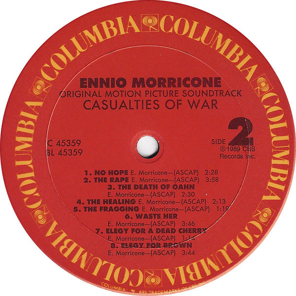 Ennio Morricone : Casualties Of War (Original Motion Picture Soundtrack) (LP, Album)