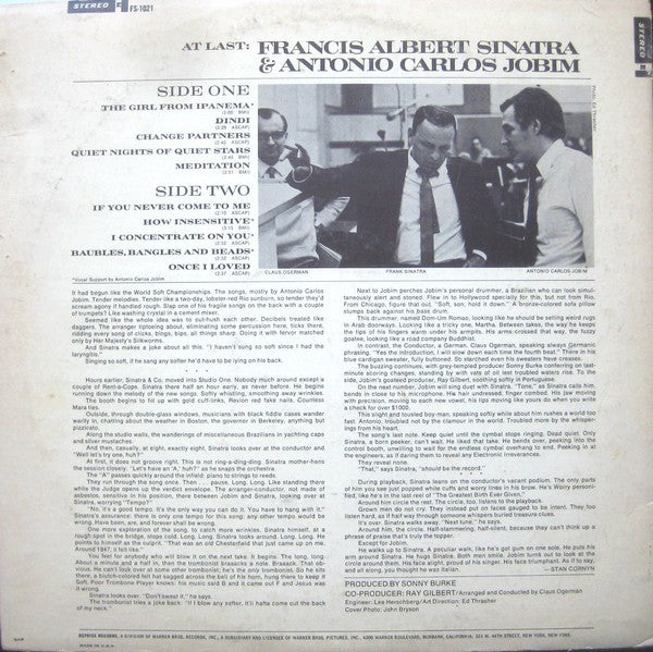 Frank Sinatra & Antonio Carlos Jobim : Francis Albert Sinatra & Antonio Carlos Jobim (LP, Album)