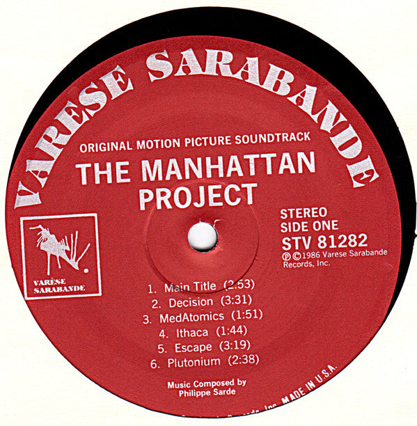 Philippe Sarde : The Manhattan Project (Original Motion Picture Soundtrack) (LP, Album)