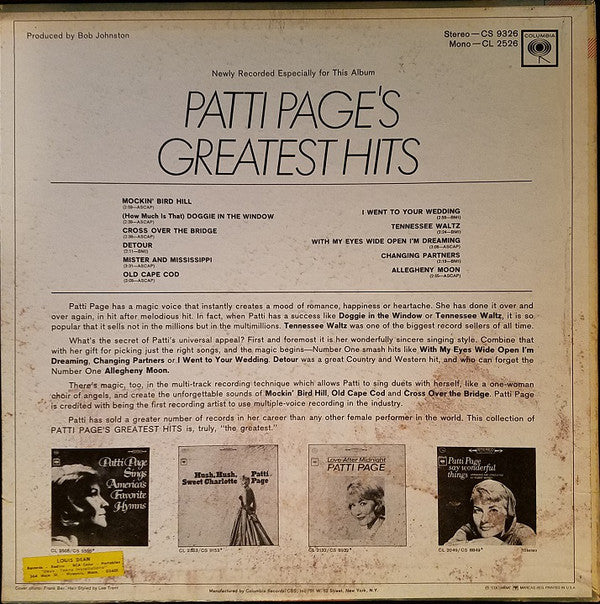 Patti Page : Greatest Hits (LP, Album)