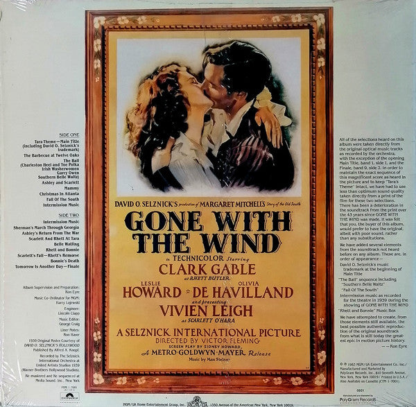 Max Steiner : Gone With The Wind (Music From The Original Motion Picture Soundtrack As Monophonically Recorded In 1939) (LP, Album, Mono, RM)