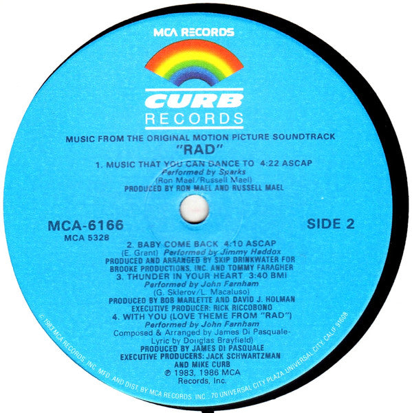 Various : Music From The Motion Picture Soundtrack - Rad (LP, Album)