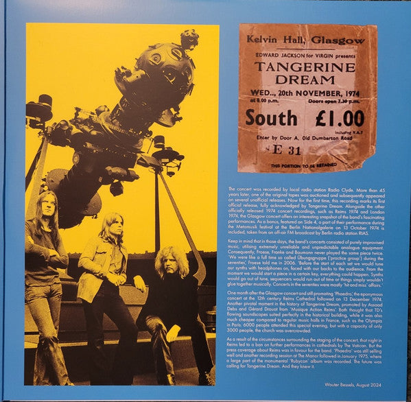 Tangerine Dream : Live At Kelvin Hall, Glasgow, November, 20th 1974 (LP, Blu + LP, Yel + Album, RSD, 50t)