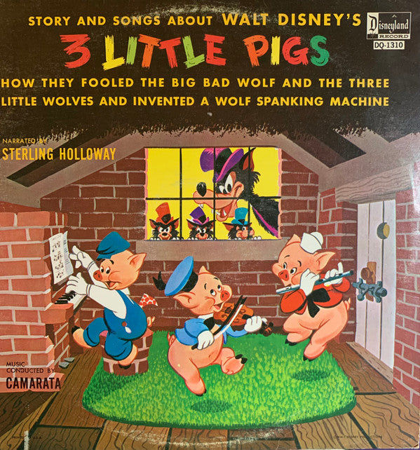 Sterling Holloway With Tutti Camarata : 3 Little Pigs (LP, Album, Yel)