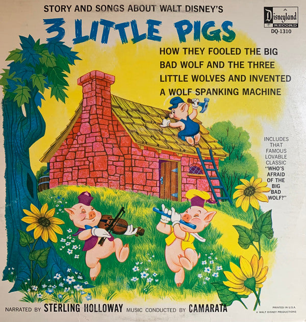 Sterling Holloway With Tutti Camarata : 3 Little Pigs (LP, Album, Yel)