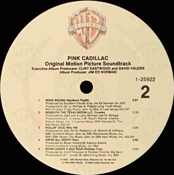 Various : Pink Cadillac ( Original Motion Picture Soundtrack ) (LP, Comp)