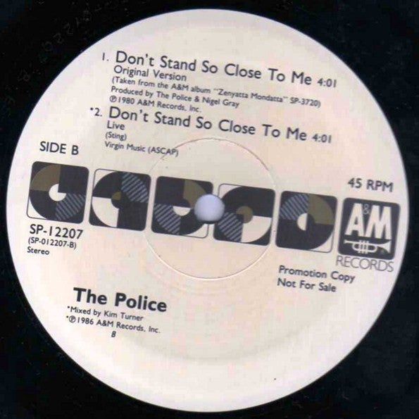 The Police : Don't Stand So Close To Me '86 (12", Promo)