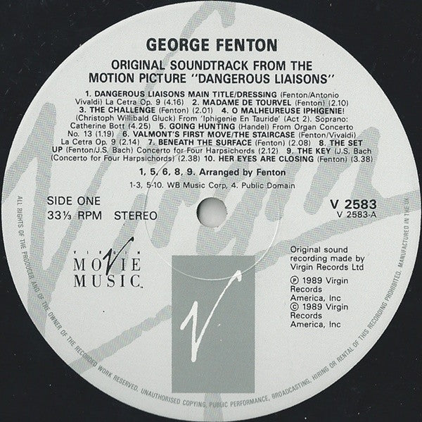 George Fenton : Dangerous Liaisons (Original Motion Picture Soundtrack) (LP, Album)