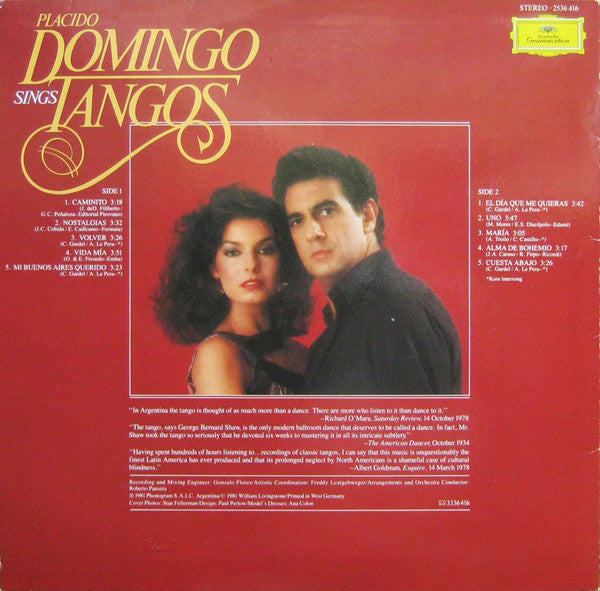 Placido Domingo : Placido Domingo Sings Tangos (LP)