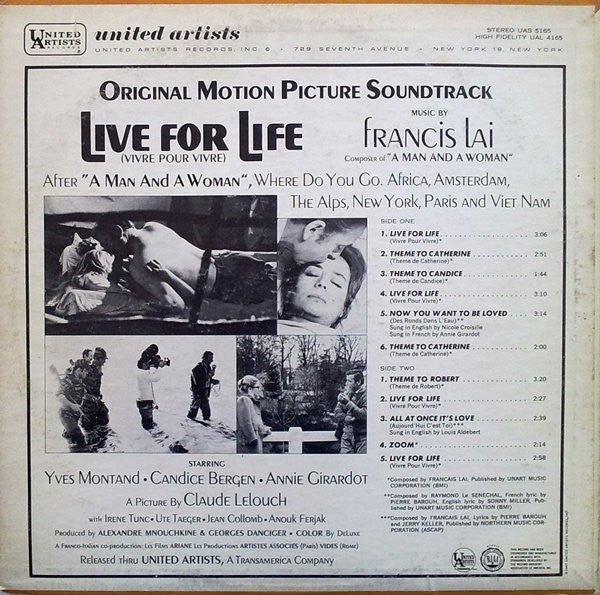 Francis Lai : Live For Life = Vivre Pour Vivre (Original Motion Picture Soundtrack) (LP)