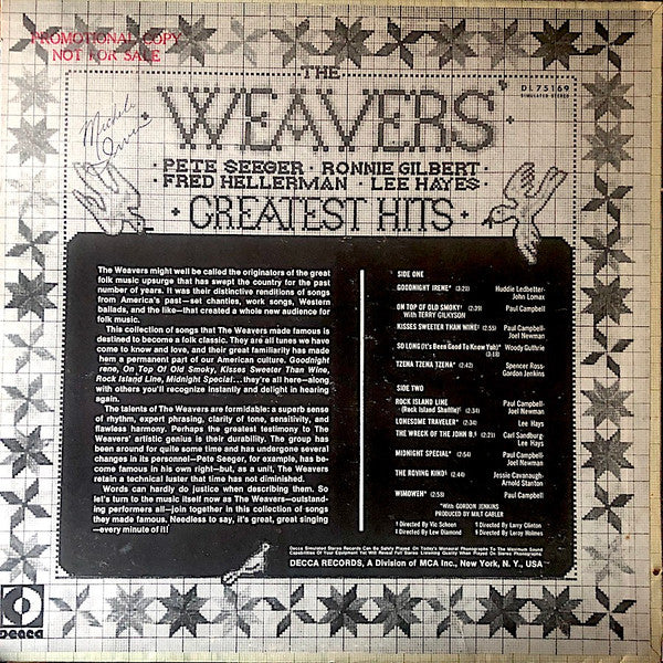 The Weavers : The Weavers' Greatest Hits (LP, Comp, Sim)